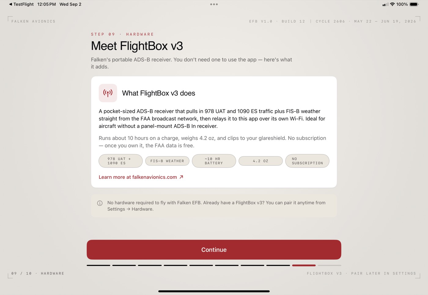 FlightBox v3 introduction screen
